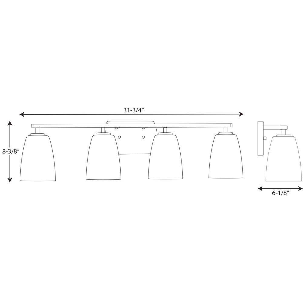 Progress Lighting Leap 4-Light Brushed Nickel Etched Glass Modern Bath Vanity