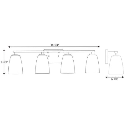 Progress Lighting Leap 4-Light Brushed Nickel Etched Glass Modern Bath Vanity