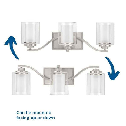 Progress Lighting Kene 3-Light Brushed Nickel Clear Glass Craftsman Vanity Light