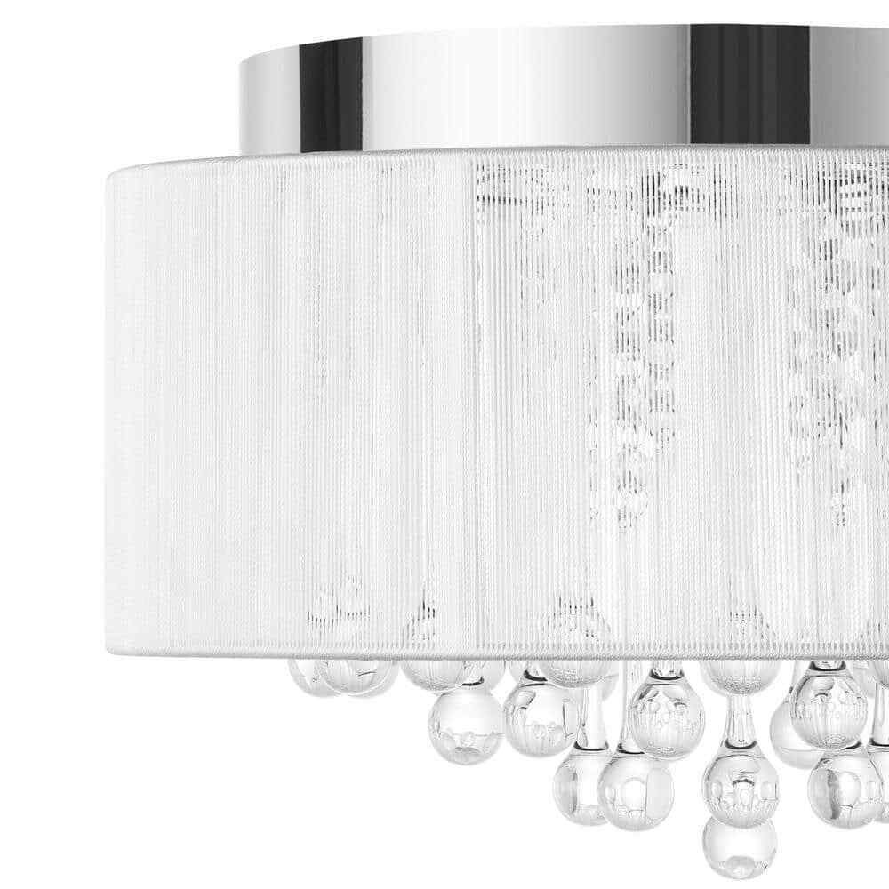 Home Decorators Flenniken 15 in. Integrated LED Chrome and Crystal Ceiling Light