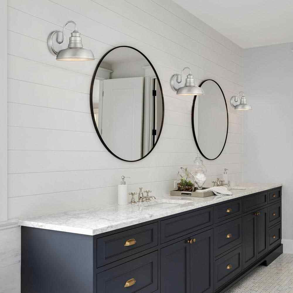 Hampton Bay Elmcroft 7.63 in 1Light Brushed Nickel Modern Farmhouse Sconce Light