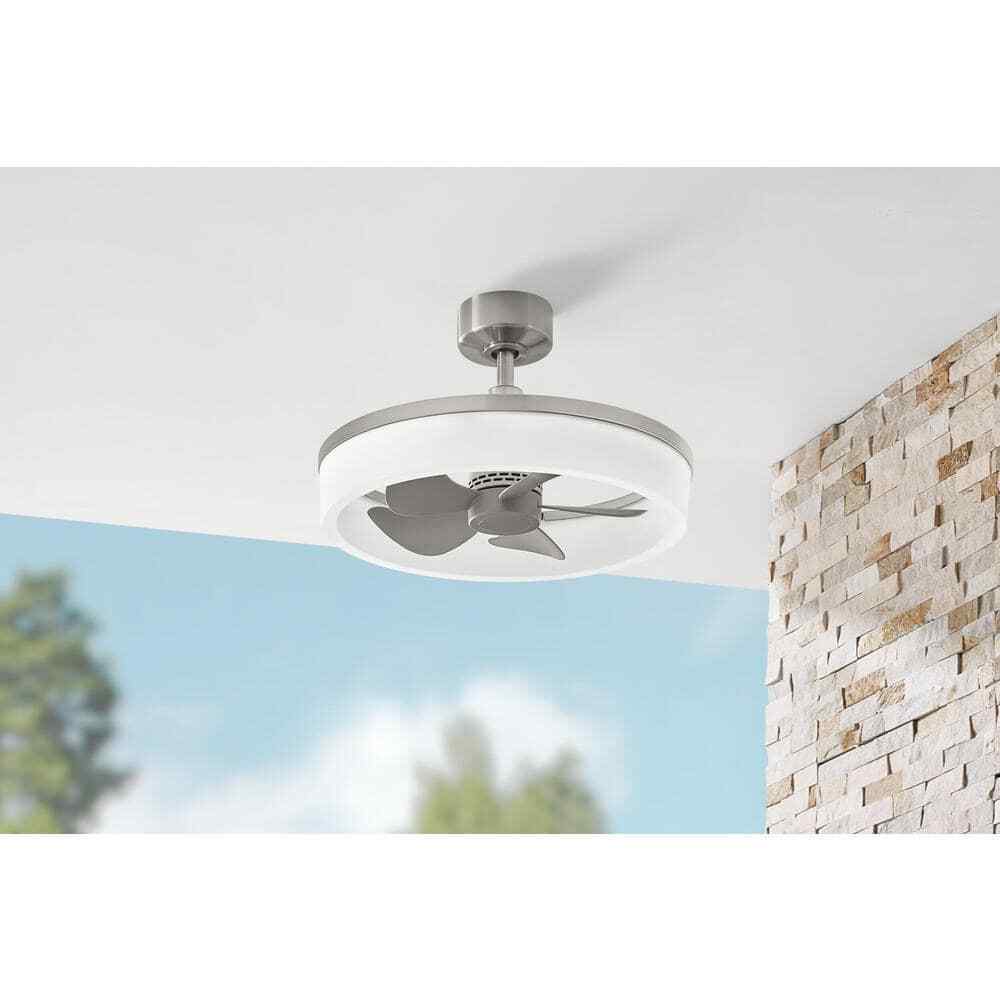 Home Decorators Dailstone Indoor/Outdoor Brushed Nickel Ceiling Fan w/ remote