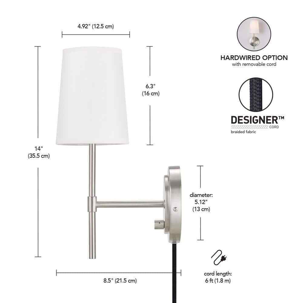 Hampton Bay Ridgeway 1-Light Brushed Nickel Wall Sconce