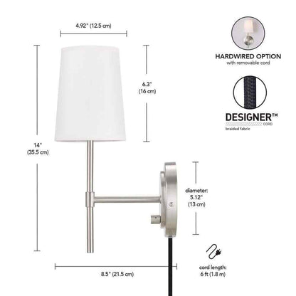 Hampton Bay Ridgeway 1-Light Brushed Nickel Wall Sconce