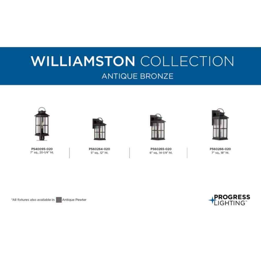 Progress Lighting Williamston 7 in. Antique Bronze Clear Glass Wall Lantern