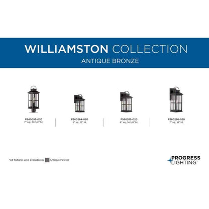 Progress Lighting Williamston 7 in. Antique Bronze Clear Glass Wall Lantern