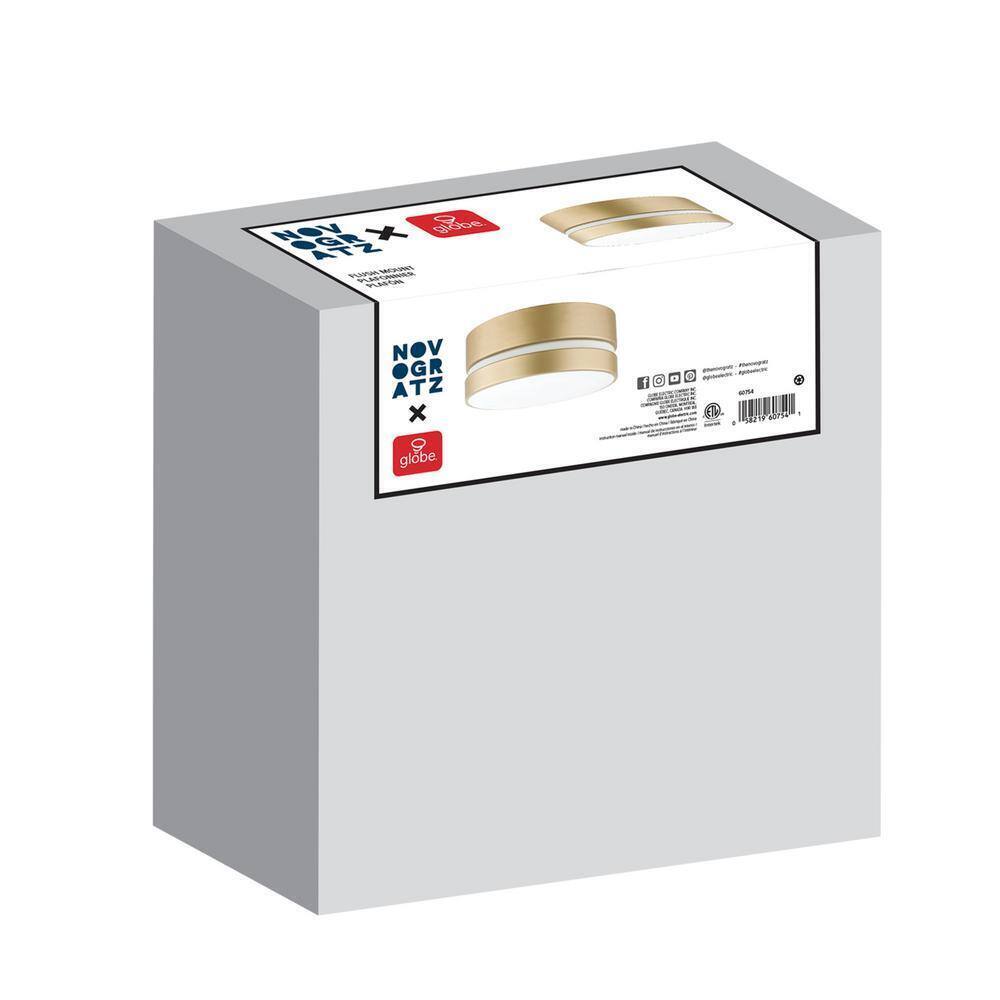 Globe Electric Aurora 2-Light Flush Mount Ceiling Light, Soft Gold Frosted Shade