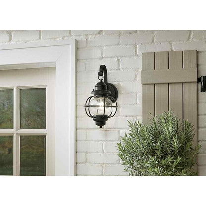 Home Decorators Greer 1-Light Black Outdoor Wall Lantern Sconce Light