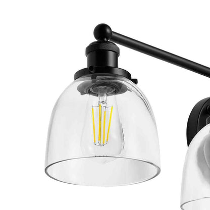 Home Decorators Evelyn 37.5 in. 4-Light Matte Black Modern Bathroom Vanity Light