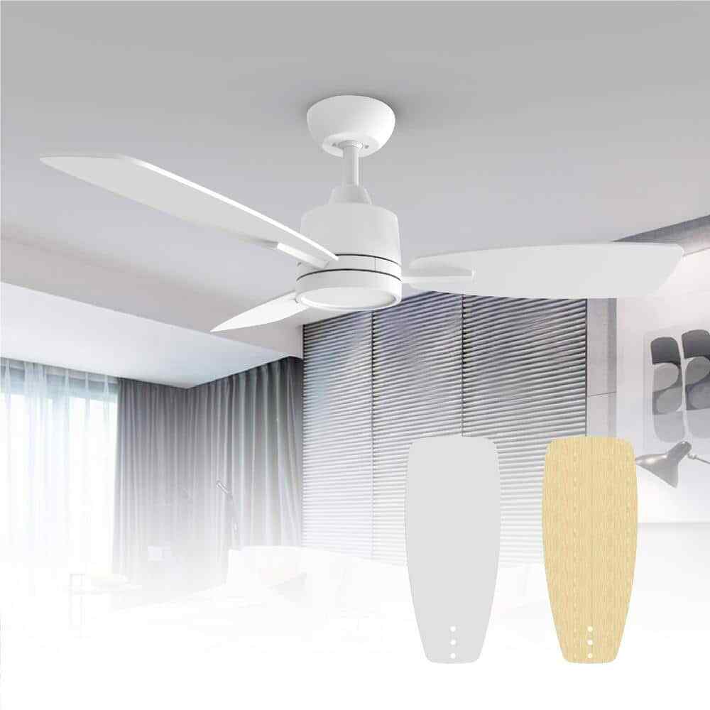 TALOYA S3 42 in. LED Light White Ceiling Fan w/ Remote Reversible DC Motor