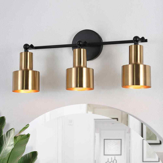 Uolfin Modern Brass Bathroom Vanity Light 20 in. 3-Light Black Gold Powder Room