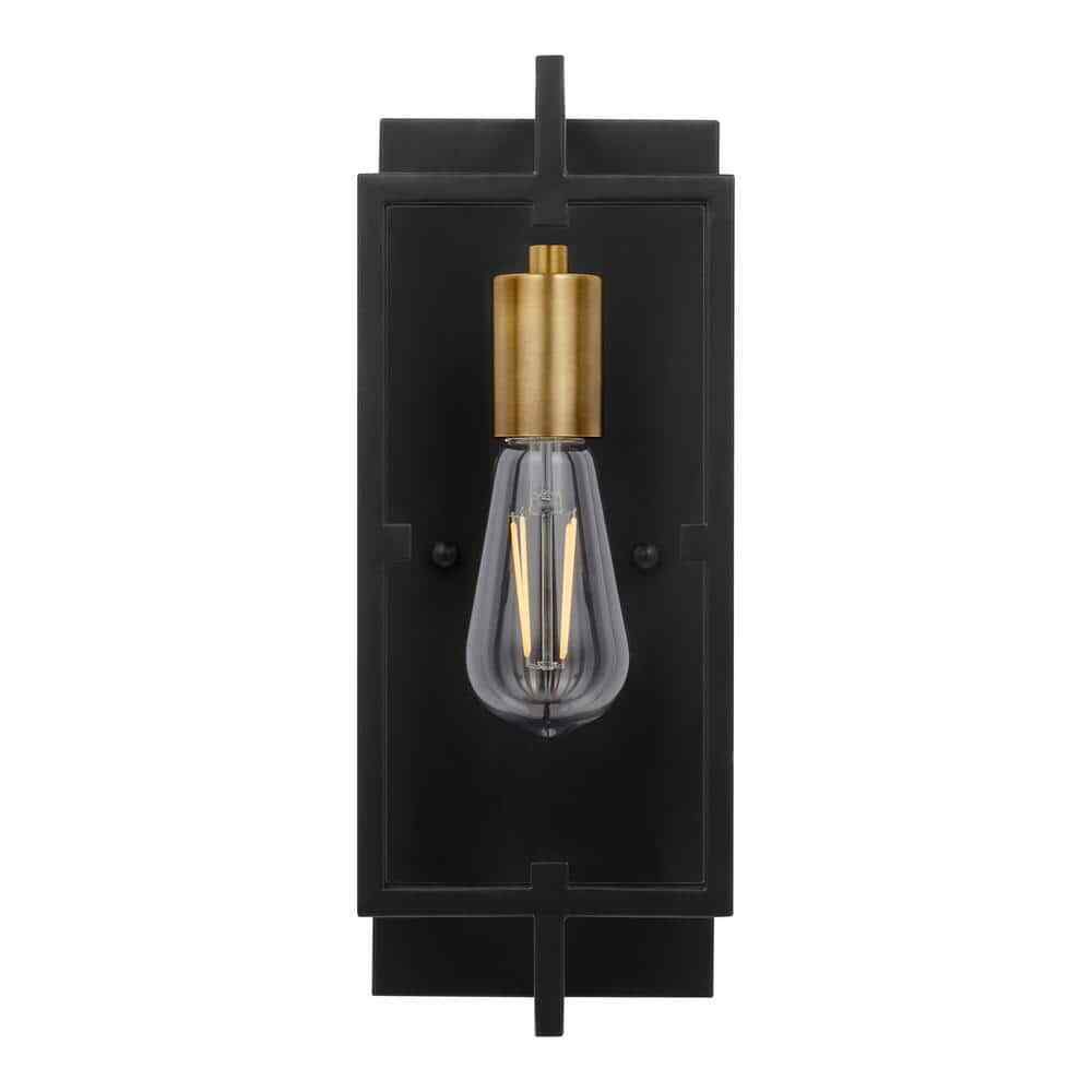 Home Decorators Kenton 4.75 in. 1-Light Matte Black Wall Mount Sconce Light