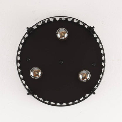 Flint Garden 13.4 in. 3-Light Modern Industrial Matte Black Drum Flush Mount