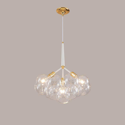 RRTYO Mateo 19.7 in. 3-light White Glam Cluster Globe Glass Bubble Chandelier