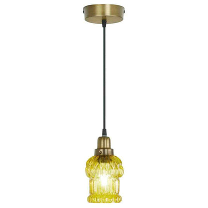 River of Goods Diane 1-Light Gold Textured Shaded Glass Cylinder Pendant Light