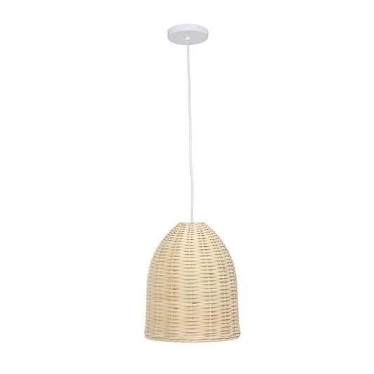 Elegant Designs 12 in. 1-Light Natural Elongated Coastal Dome Downlight Pendant