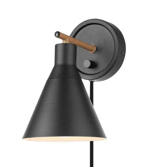 Globe Electric Tristan 4.8 in. Matte Black Plug-In or Hardwire Sconce
