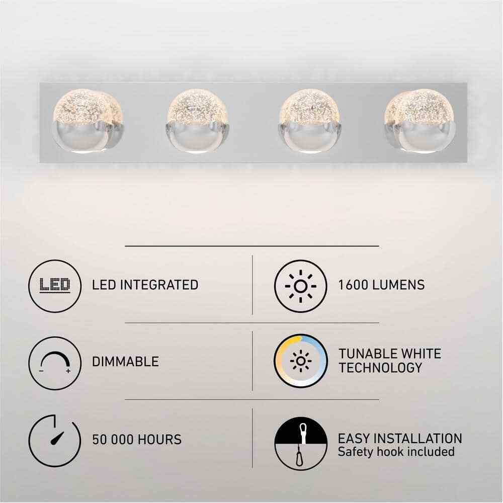 Artika Oracle 27 in. 4 Light Chrome Modern Integrated LED 5 CCT Vanity Light Bar
