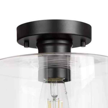 Hampton Bay Westbrook 8 in. 1-Light Matte Black Flush Mount HM20200716-2