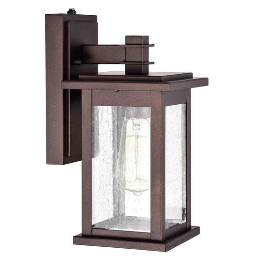 Jushua 1-Light Oil Rubbed Bronze Outdoor Lantern Sconce w/ Dusk to Dawn Sensor