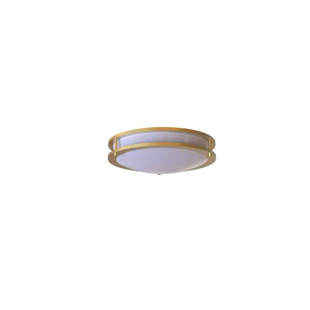 Hampton Bay Flaxmere 14 in. Brushed Gold Dimmable LED Flush Mount Ceiling Light