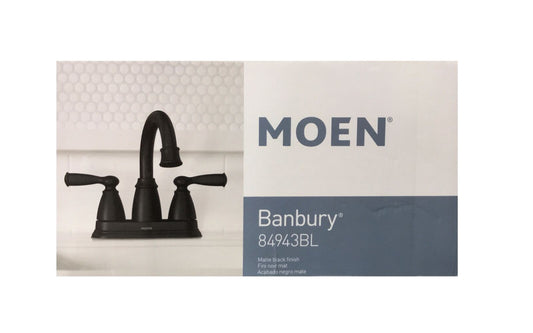 MOEN Banbury 4 in. Centerset Double Handle High-Arc Bathroom Faucet Matte Black