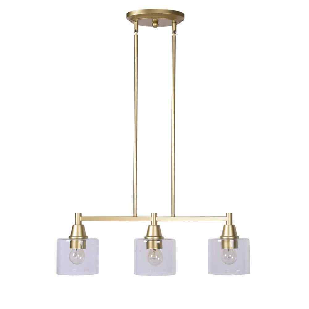 Hampton Bay Oron 3-Light Gold Linear Island Pendant Hanging Light