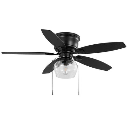 Hampton Bay Stoneridge 52 in. Indoor/Outdoor LED Matte Black Hugger Ceiling Fan