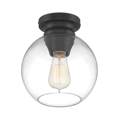 Home Decorators Evelyn 8 in Matte Black Flush Mount Ceiling Light w/ Clear Glass