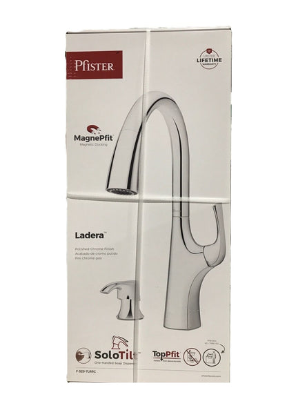 Pfister Ladera Single Handle Pull Down Sprayer Kitchen Faucet in Polished Chrome
