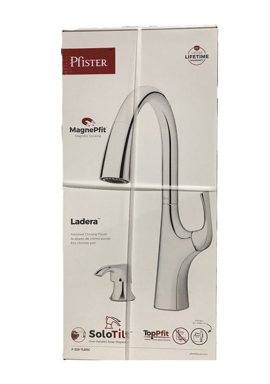 Pfister Ladera Single Handle Pull Down Sprayer Kitchen Faucet in Polished Chrome