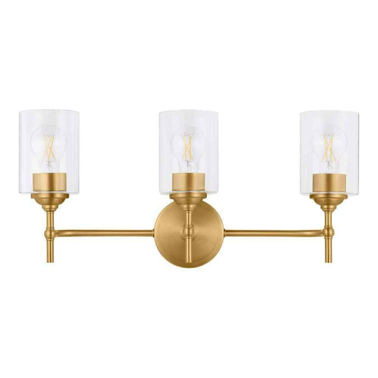 Home Decorators Ayelen 3-Light Matte Brass Modern Bathroom Vanity Light