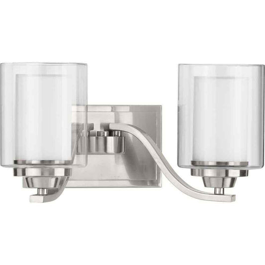 Progress Lighting Kene 2-Light Brushed Nickel Clear Glass Bath Vanity Light