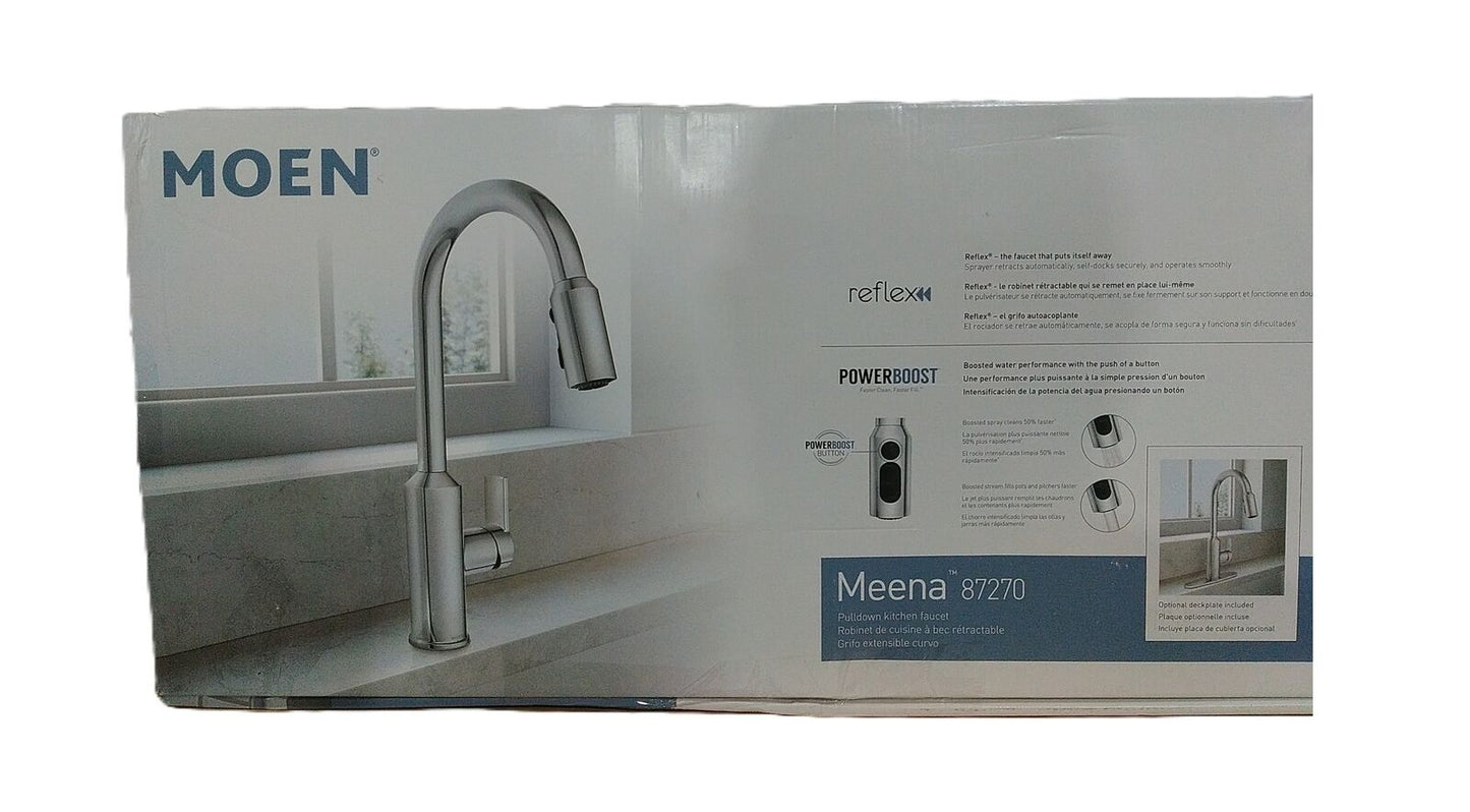 MOEN Meena Pull-Down Sprayer Kitchen Faucet w/ Power Clean and Reflex in Chrome