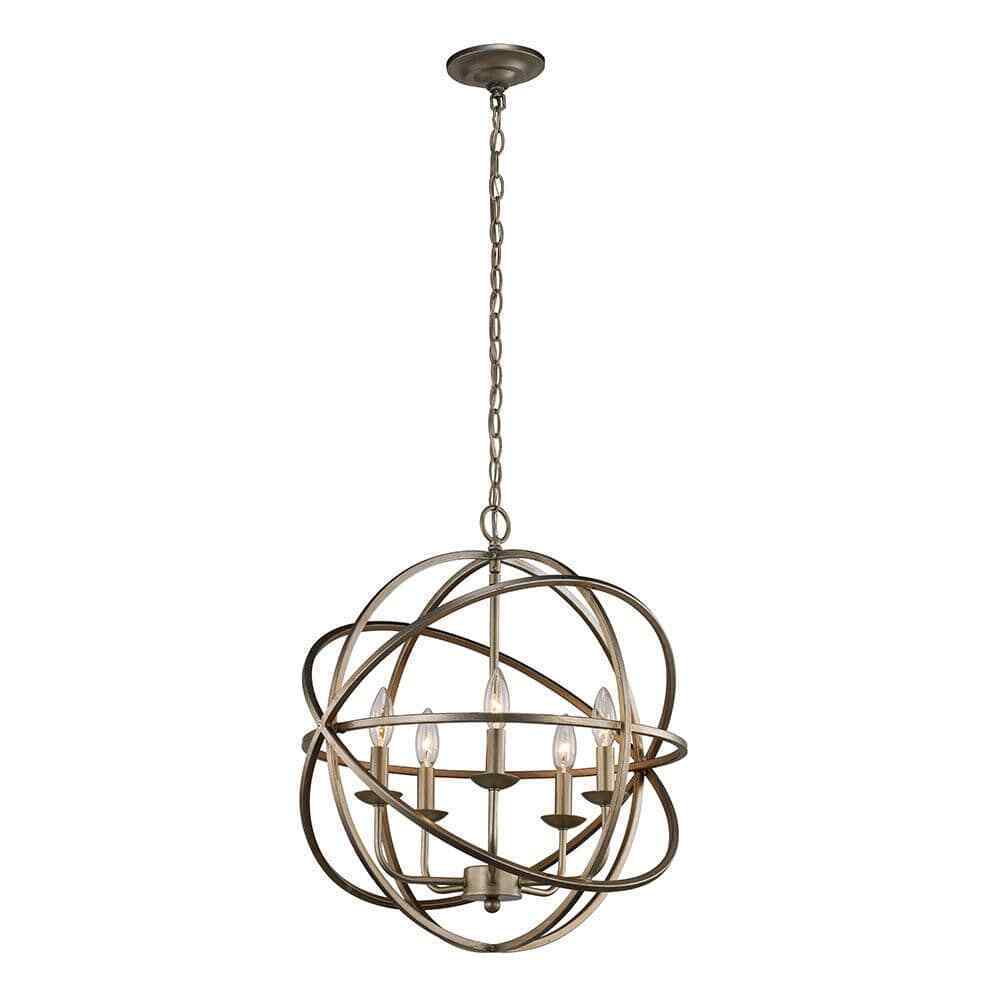 Home Decorators Collection Sarolta Sands 5-Light Antique Silver Orb Chandelier