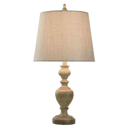 StyleCraft 25 in. Distressed Table Lamp with Gray/Cream Hardback Fabric Shade