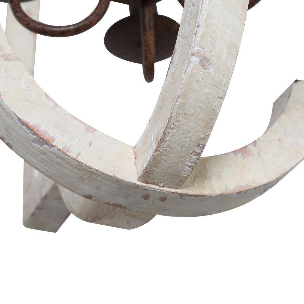 LNC Modern Chandelier 4-Light Distressed White Weathered Wood Adjustable Pendant