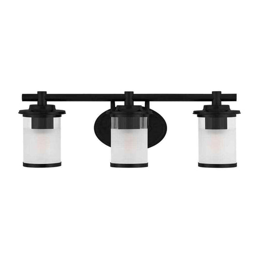 Hampton Bay Truitt 23.25 in. 3-Light Matte Black Modern Transitional Vanity