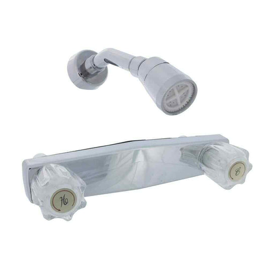 DANCO 1-Spray 2-Handle 8 in. Mobile Home/RV Shower Faucet w/ Arm in Chrome