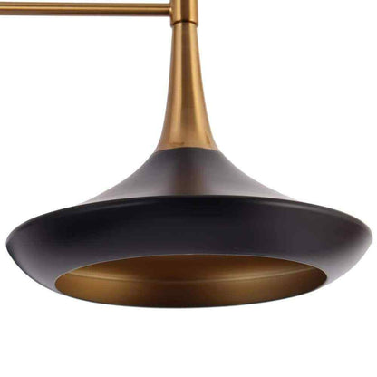 LNC Modern Matte Black Island Chandelier w/ Bell Metal Shades