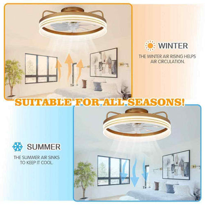 Bella Depot 20 in. LED Indoor Gold Dimmable Ceiling Fan w/ Light and Remote