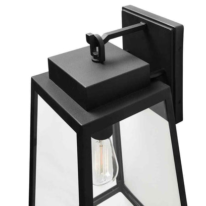 Hampton Bay Corbin Large 20 in. Modern Black Outdoor Tapered Wall Lantern Sconce