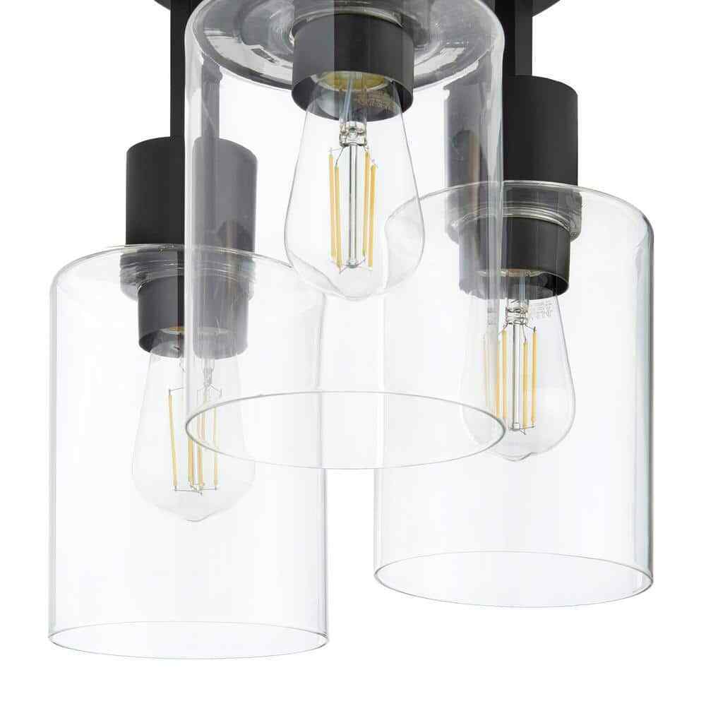 Hampton Bay Sutton Place 3-Light Matte Black Flush Mount Farmhouse Ceiling Light