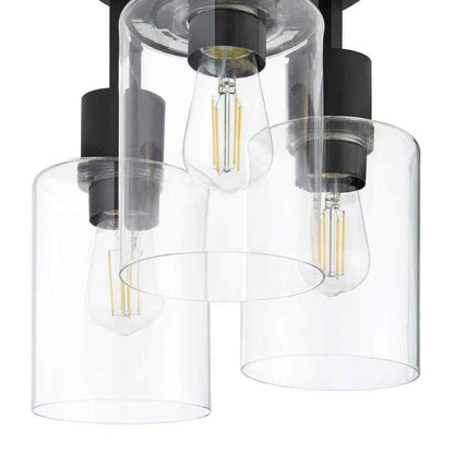 Hampton Bay Sutton Place 3-Light Matte Black Flush Mount Farmhouse Ceiling Light