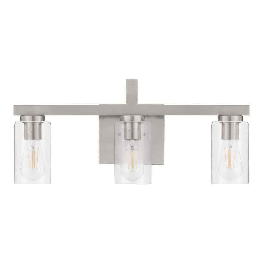 Hampton Bay Kendall Manor 22 in. 3 Light Brushed Nickel Bathroom Vanity Light