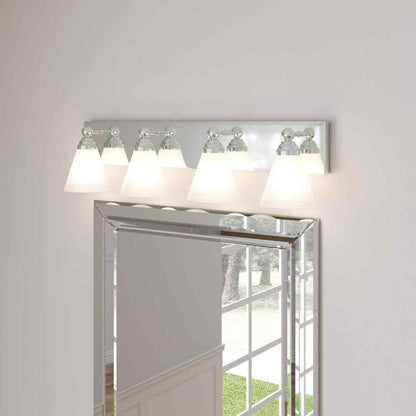 Designers Fountain Hudson Chrome Transitional Vanity w/ White Opal Glass Shades