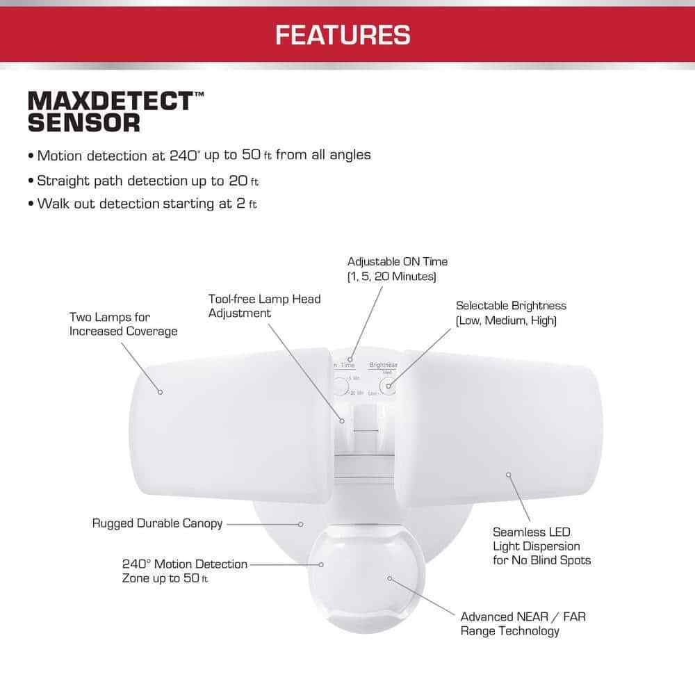 Defiant MaxDetect Motion Wired 2-Head Dusk-to-Dawn LED Security Flood Light