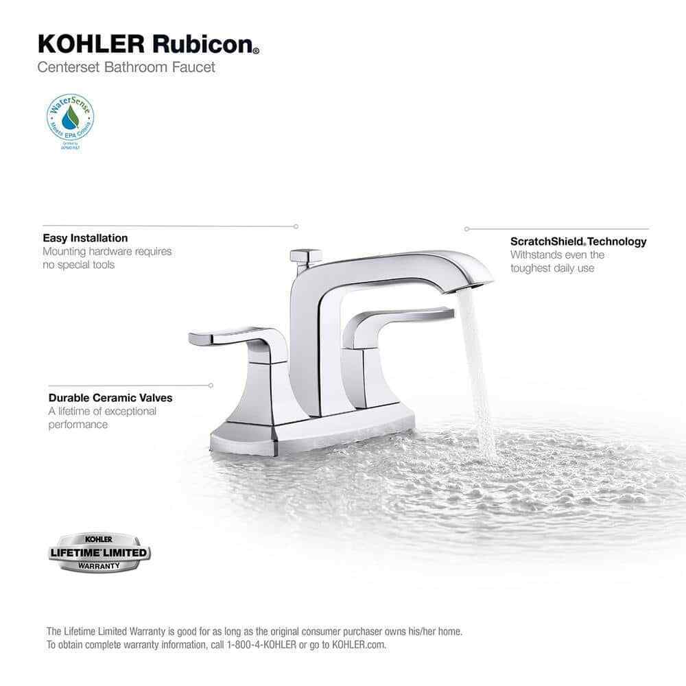 KOHLER Rubicon 4 in. Centerset 2-Handle Bathroom Faucet in Polished Chrome