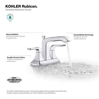 KOHLER Rubicon 4 in. Centerset 2-Handle Bathroom Faucet in Polished Chrome