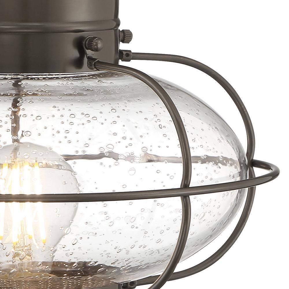 NORWELL Medium Classic Onion 1-Light Bronze Outdoor w/ Seedy Glass Post Lantern